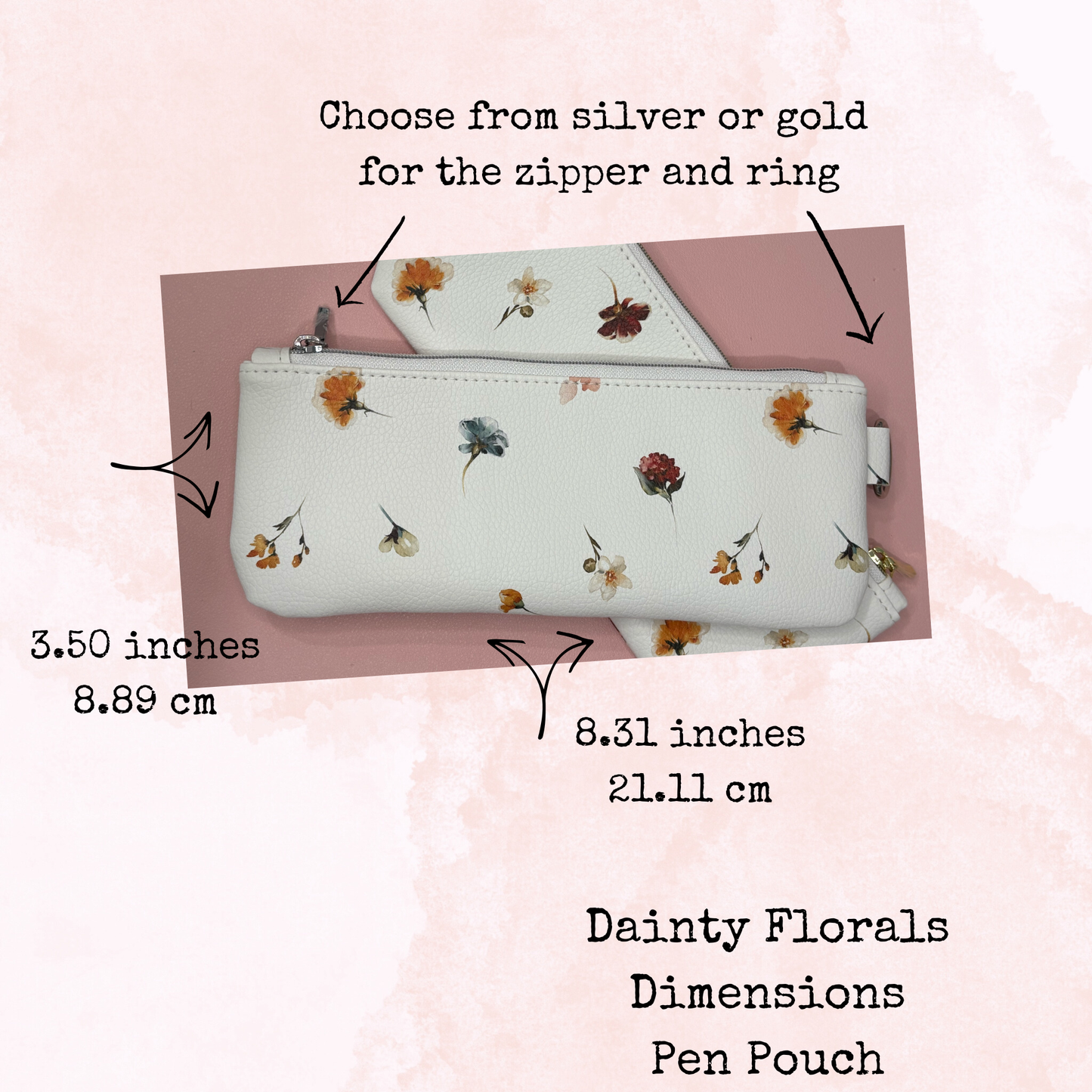 Dainty Florals - Pen Pouch - Faux Leather Bag - Planner and Journal Accessories