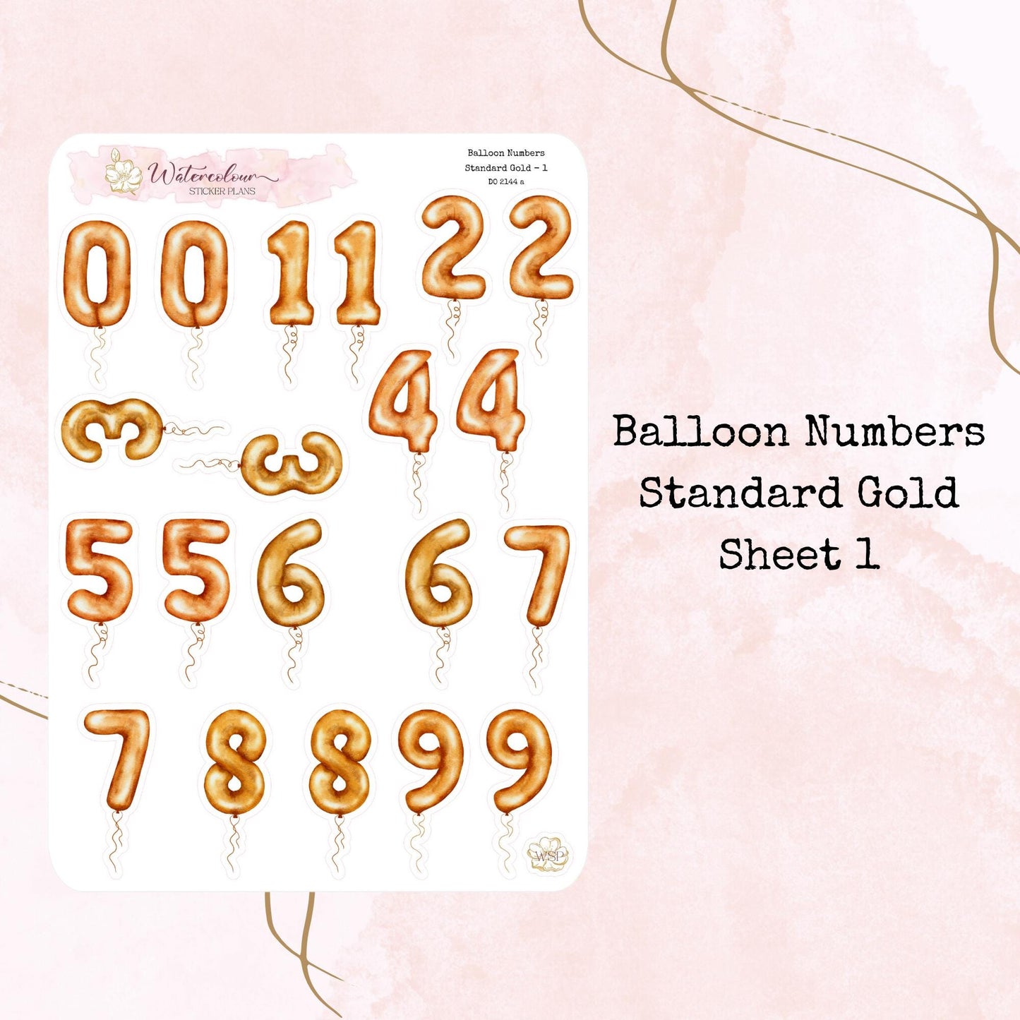 Balloon Numbers - Standard Size - Planner and Journal Stickers - Stationery - Watercolour