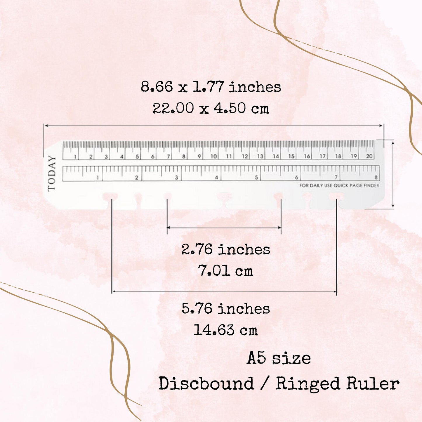 Narwhal World - Personal Size - Disc-bound - Ringed Ruler - Planner Supplies - Watercolour