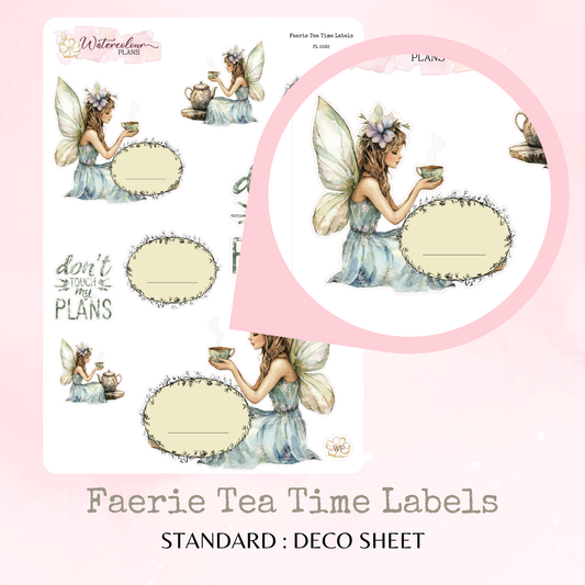 Faerie Tea Time Labels - Decorative and Functional - Planner and Journal Stickers - Stationery - Watercolour