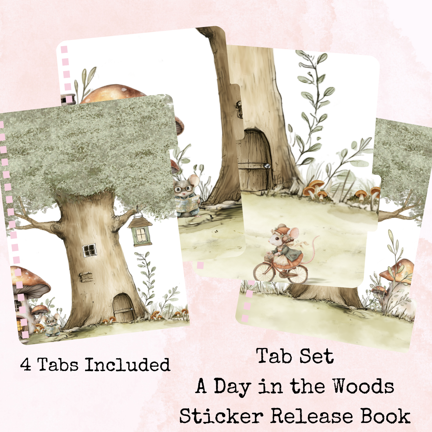 A Day in the Woods - Tab Set - Sticker Release Book Accessory - Stationery - Watercolour