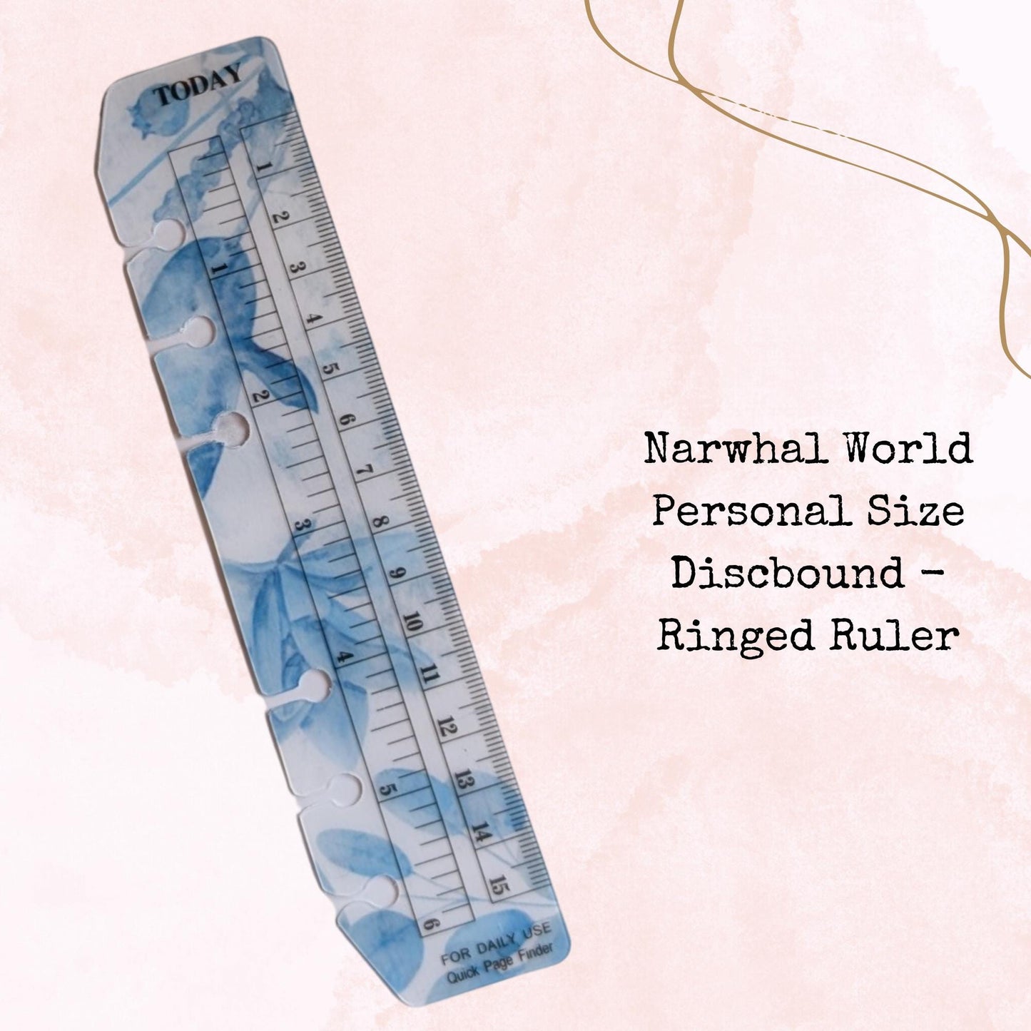 Narwhal World - Personal Size - Disc-bound - Ringed Ruler - Planner Supplies - Watercolour
