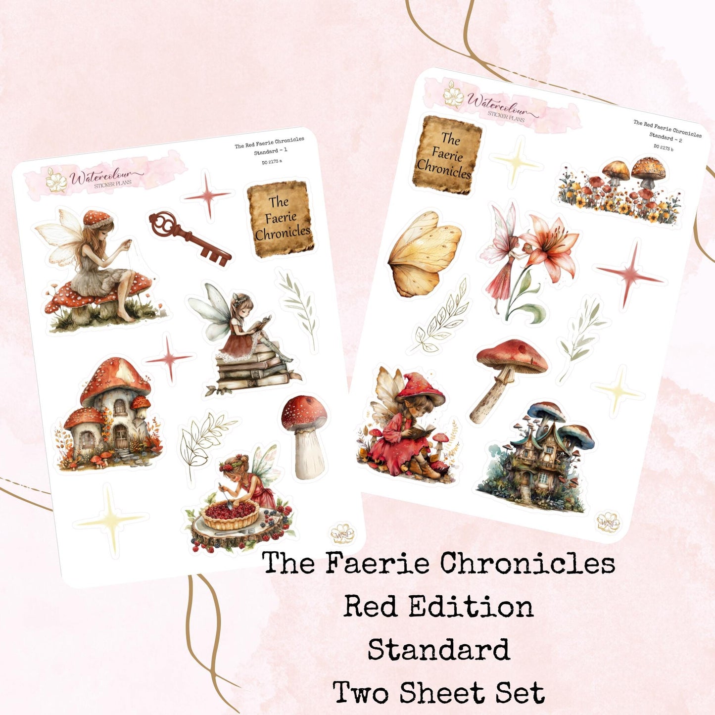 The Red Faerie Chronicles - Standard Size - Planner and Journal Stickers - Stationery - Watercolour