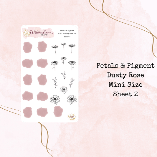 Petals & Pigment - Mini Deco - Dusty Rose - Journal and Planner Stickers - Stationery - Watercolour