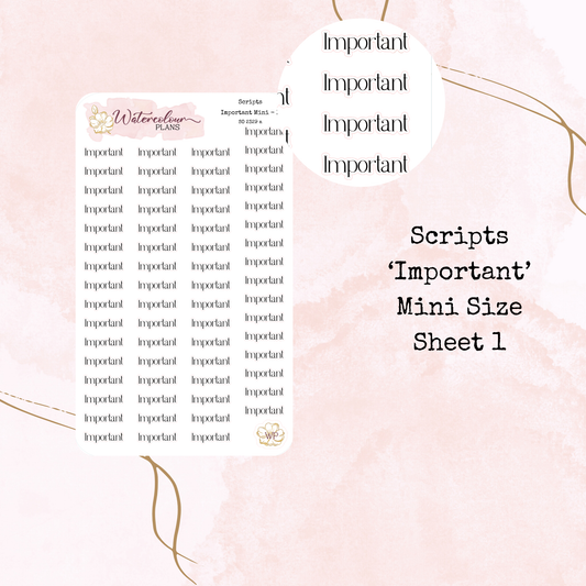 Important Scripts - Four Sizes - Planner and Journal Stickers - Stationery