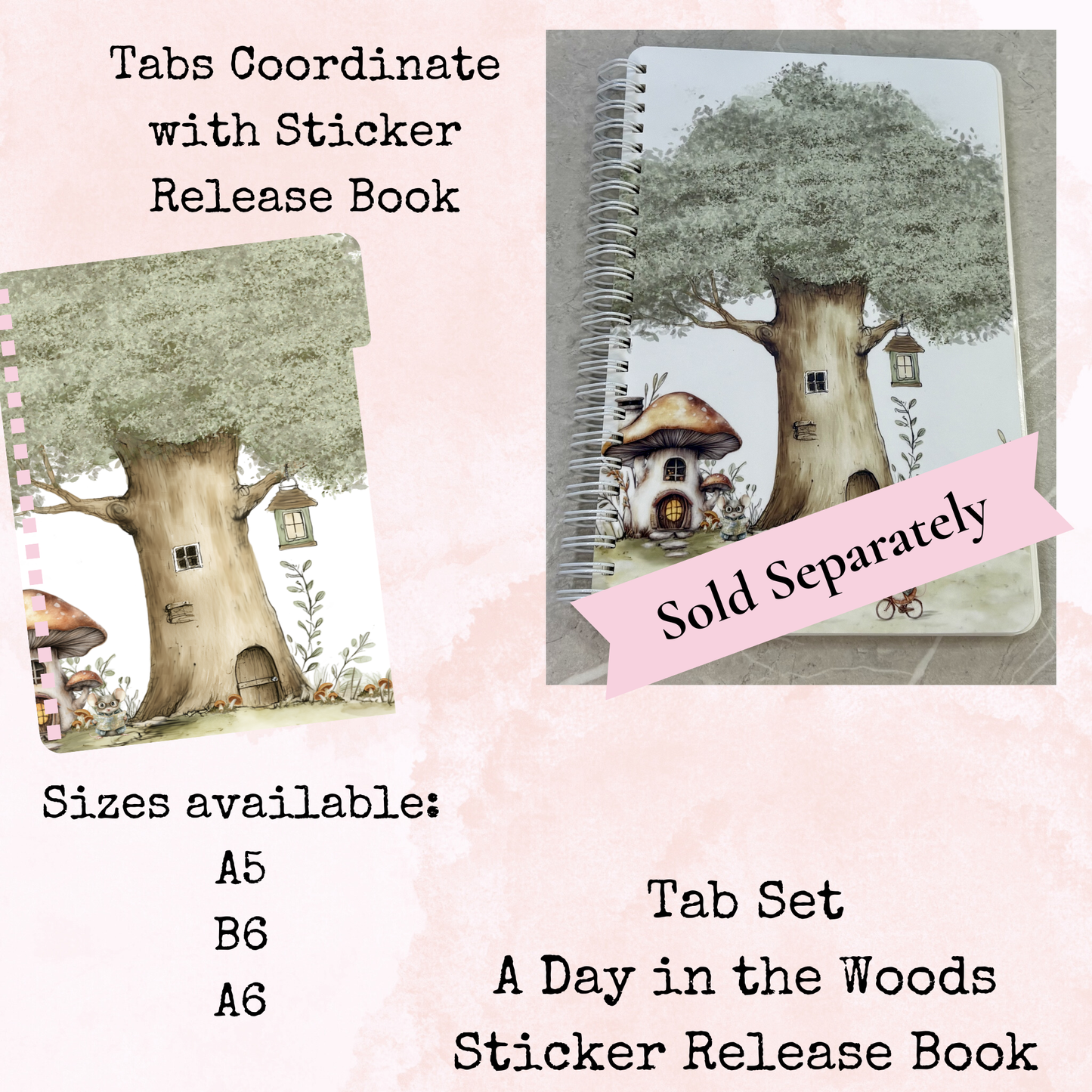 A Day in the Woods - Tab Set - Sticker Release Book Accessory - Stationery - Watercolour