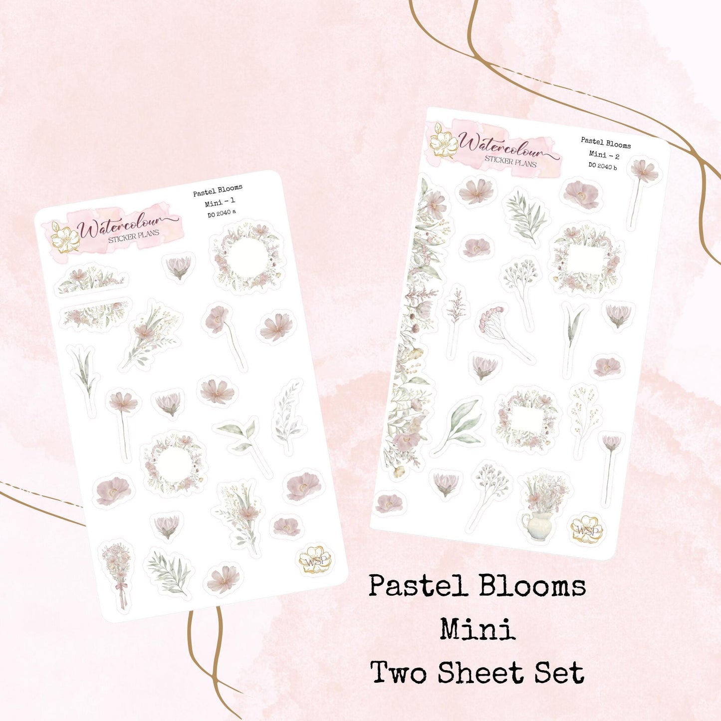Pastel Blooms - Mini Size - Planner and Journal Stickers - Stationery - Watercolour