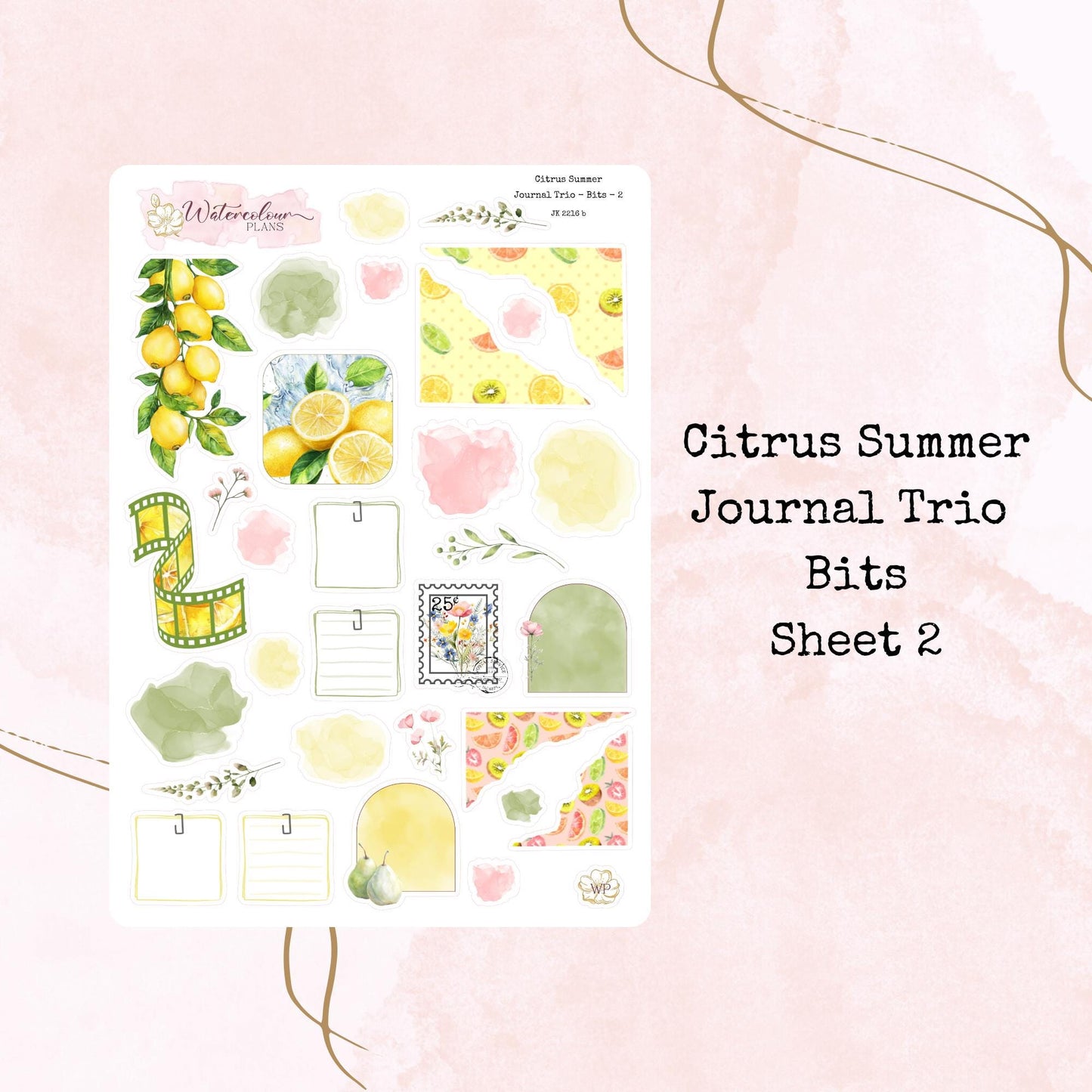 Citrus Summer - Journal Trio - Planner and Journal Stickers - Stationery - Watercolour