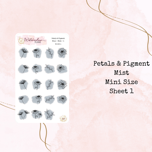 Petals & Pigment - Mini Deco - Mist - Journal and Planner Stickers - Stationery - Watercolour
