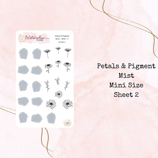 Petals & Pigment - Mini Deco - Mist - Journal and Planner Stickers - Stationery - Watercolour