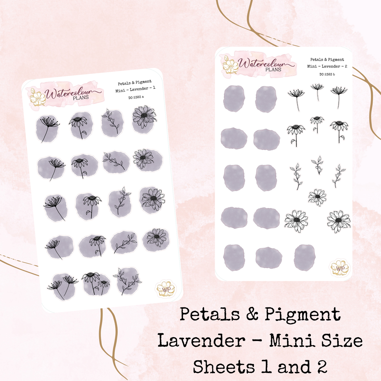 Petals & Pigment - Mini Deco - Lavender - Journal and Planner Stickers - Stationery - Watercolour