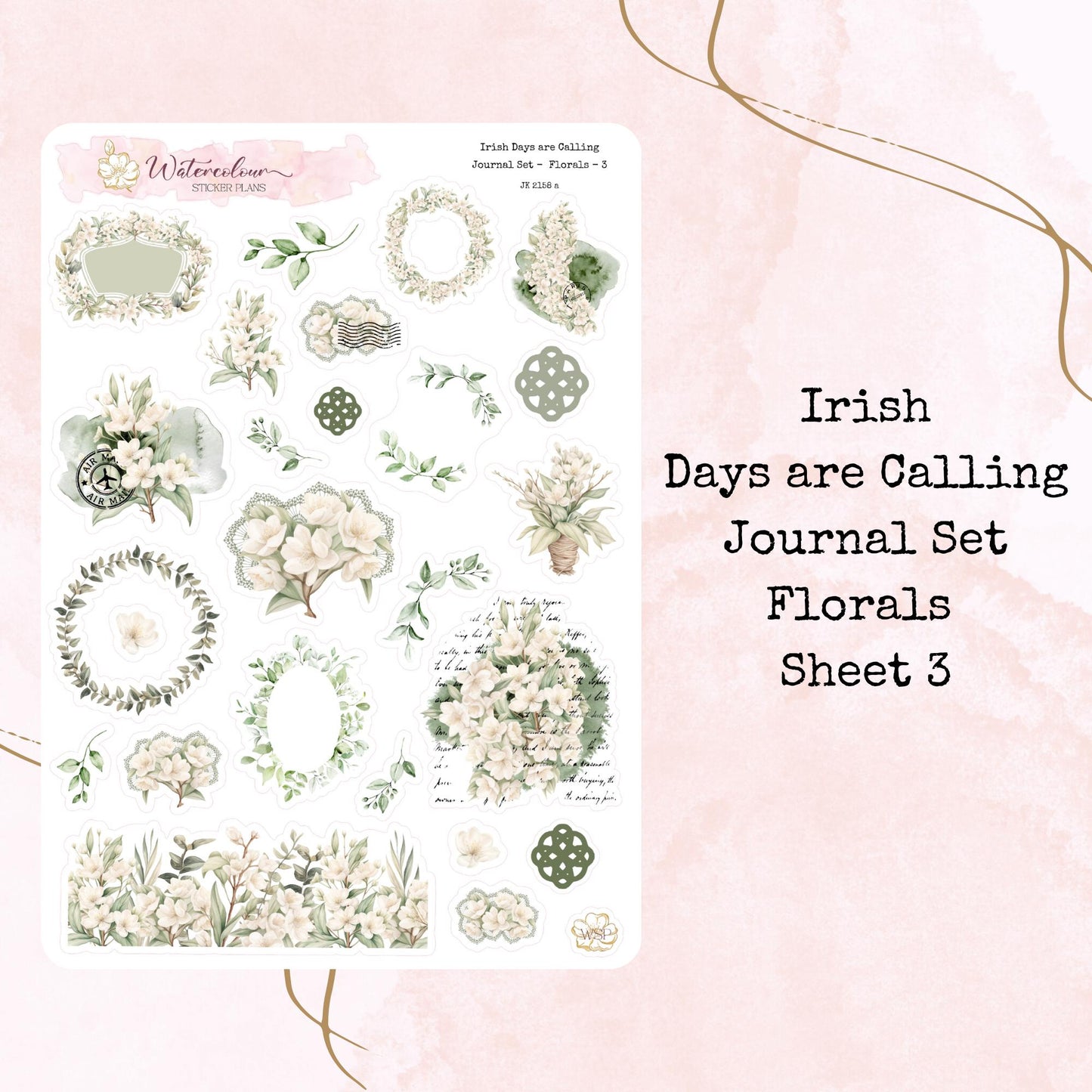 Irish Days are Calling - 6 Sheet Journal Set - Planner and Journal Stickers - Stationery - Watercolour