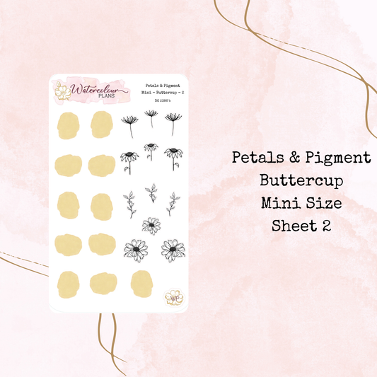 Petals & Pigment - Mini Deco - Buttercup - Journal and Planner Stickers - Stationery - Watercolour
