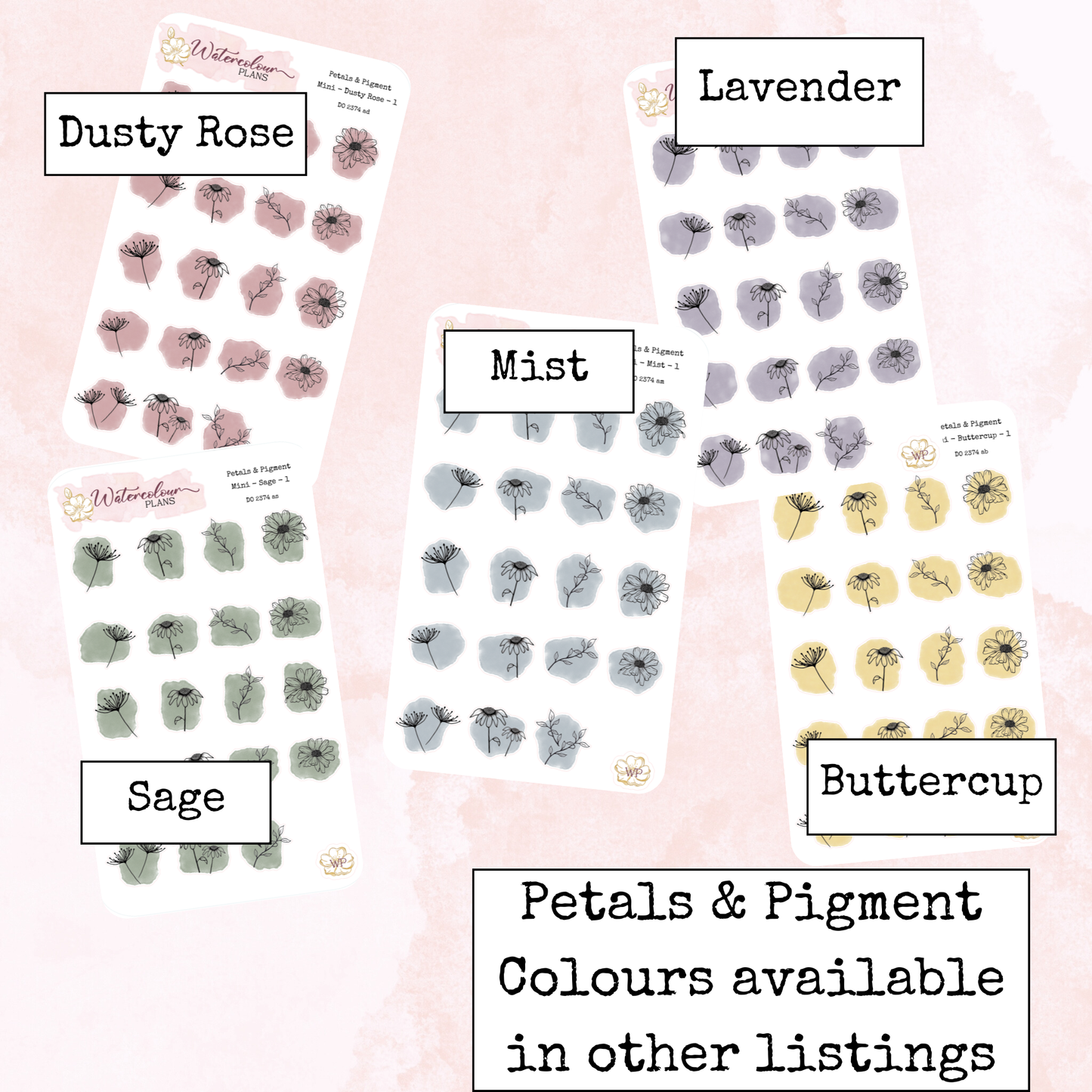 Petals & Pigment - Small Deco - Buttercup - Journal and Planner Stickers - Stationery - Watercolour