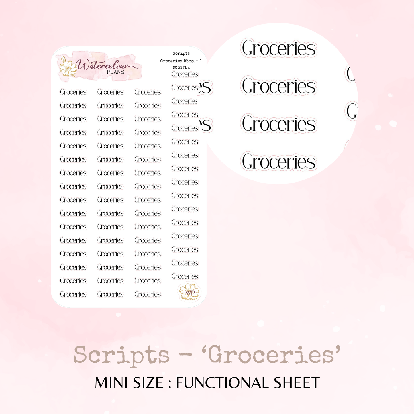 Groceries - Scripts - Four Sizes - Planner and Journal Stickers - Stationery