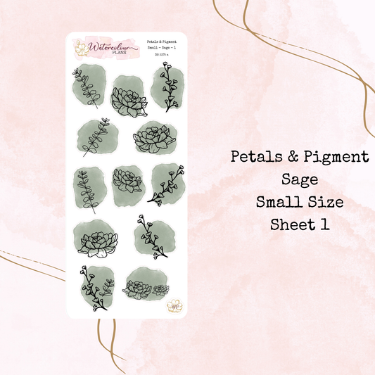 Petals & Pigment - Small Deco - Sage - Journal and Planner Stickers - Stationery - Watercolour