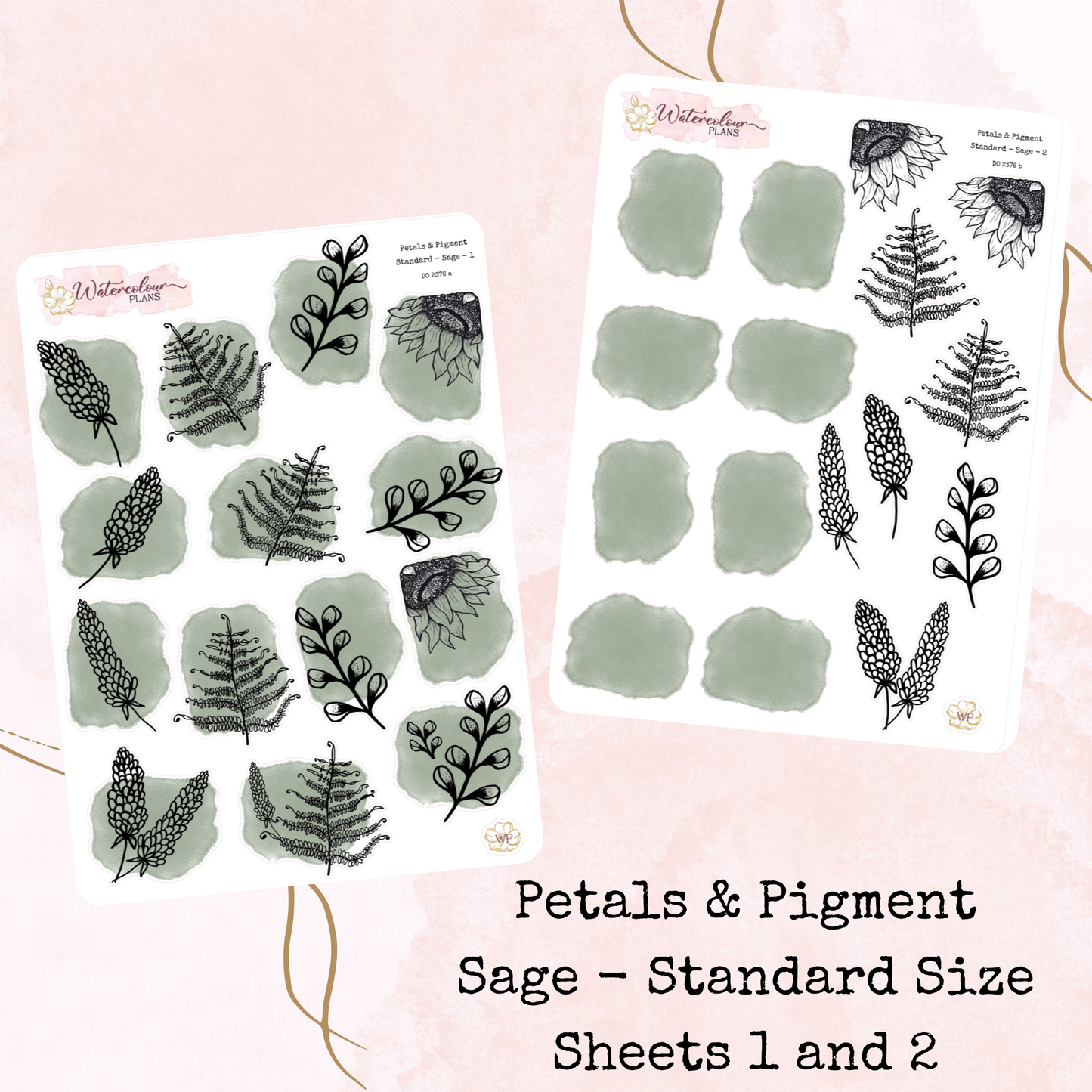 Petals & Pigment - Standard Large Deco - Sage - Journal and Planner Stickers - Stationery - Watercolour