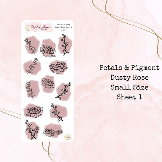 Petals & Pigment - Small Deco - Dusty Rose - Journal and Planner Stickers - Stationery - Watercolour