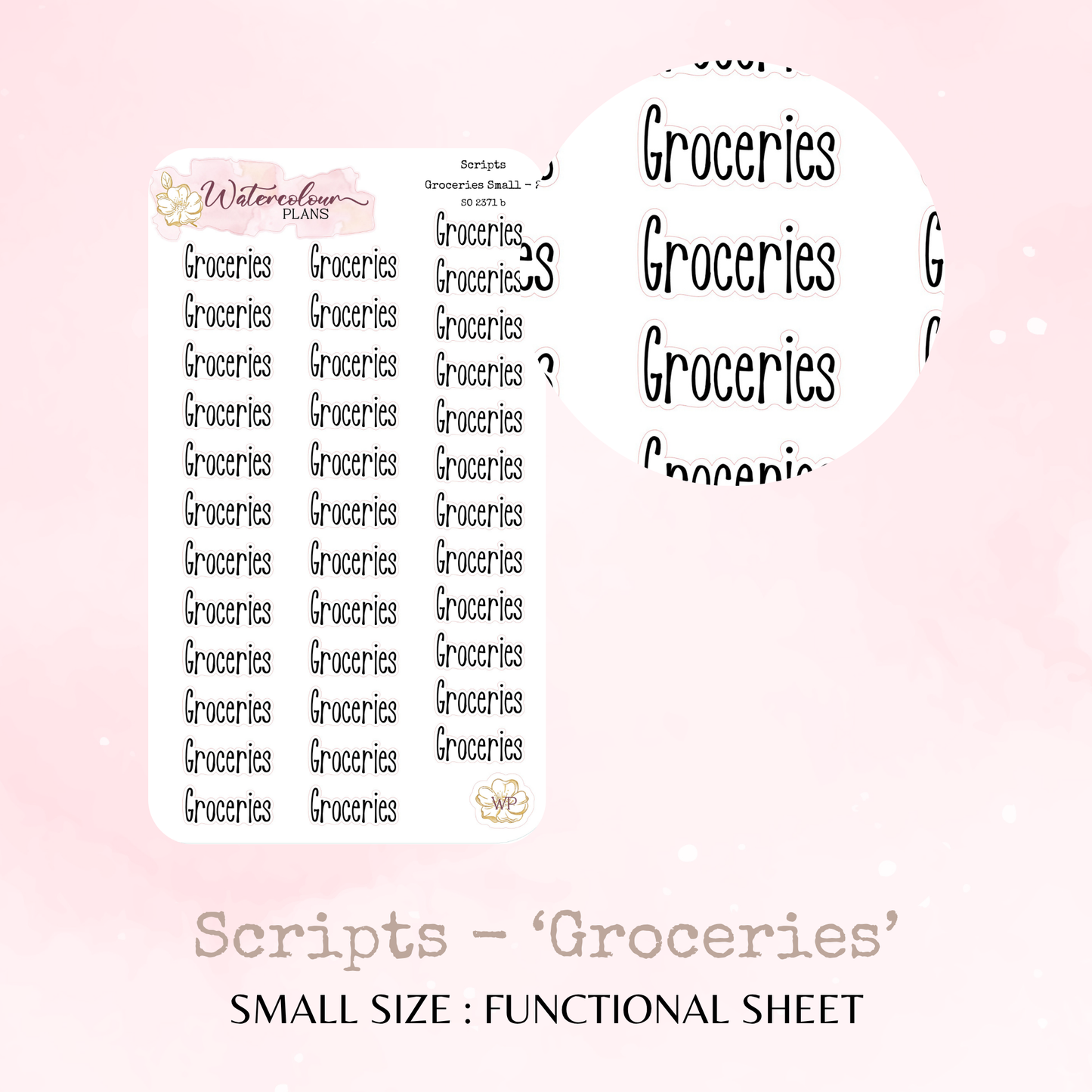 Groceries - Scripts - Four Sizes - Planner and Journal Stickers - Stationery