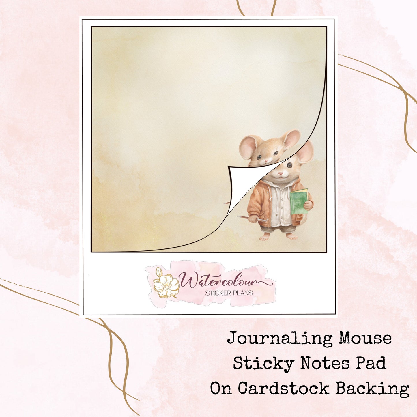 Journaling Mouse - Sticky Notes Pad - Stationery - Watercolour