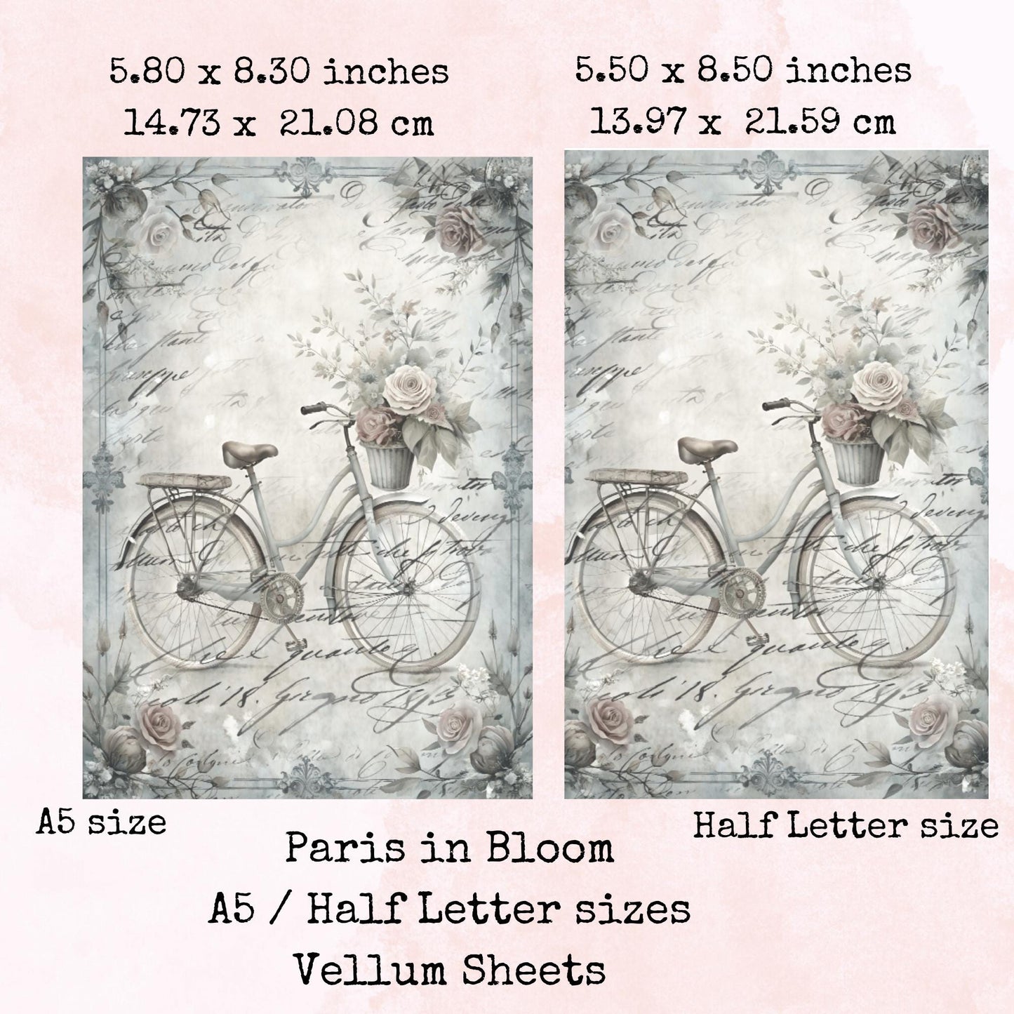Paris in Bloom - Printed Vellum - Stationery - Watercolour