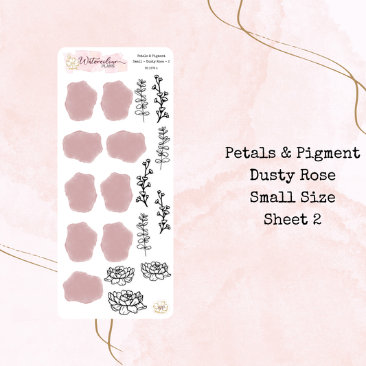 Petals & Pigment - Small Deco - Dusty Rose - Journal and Planner Stickers - Stationery - Watercolour