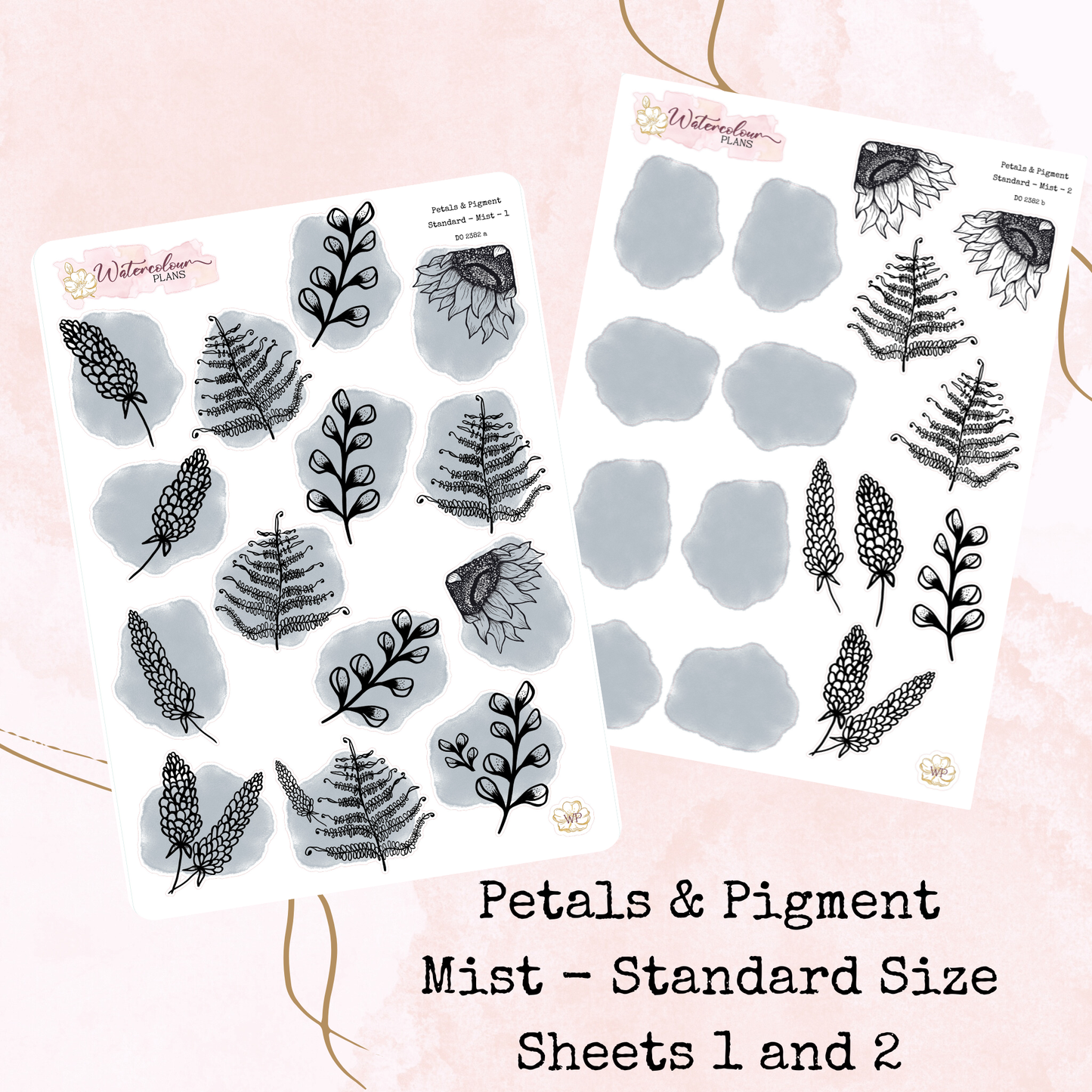 Petals & Pigment - Standard Large Deco - Mist - Journal and Planner Stickers - Stationery - Watercolour