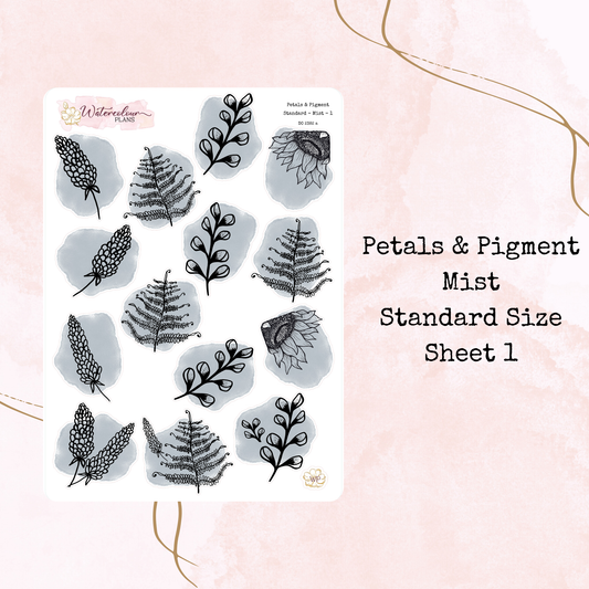 Petals & Pigment - Standard Large Deco - Mist - Journal and Planner Stickers - Stationery - Watercolour