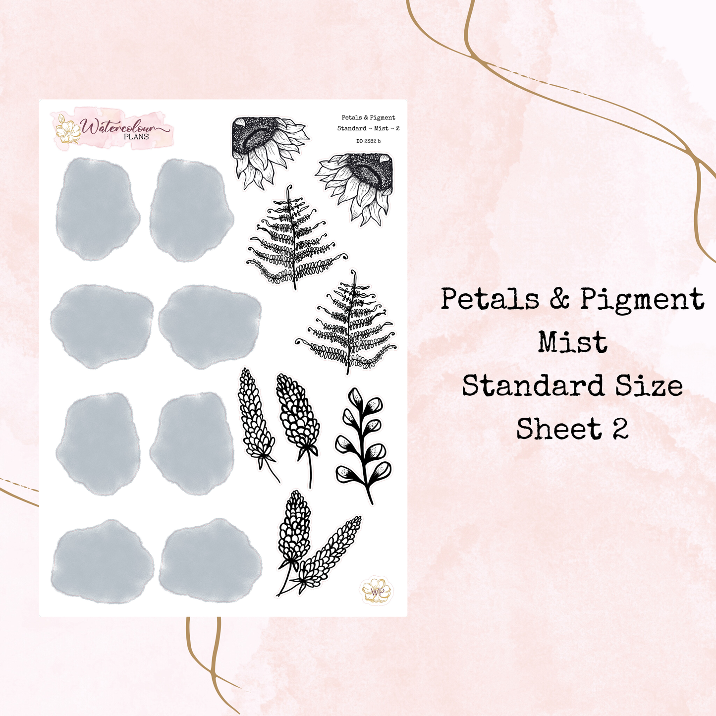 Petals & Pigment - Standard Large Deco - Mist - Journal and Planner Stickers - Stationery - Watercolour