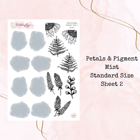 Petals & Pigment - Standard Large Deco - Mist - Journal and Planner Stickers - Stationery - Watercolour