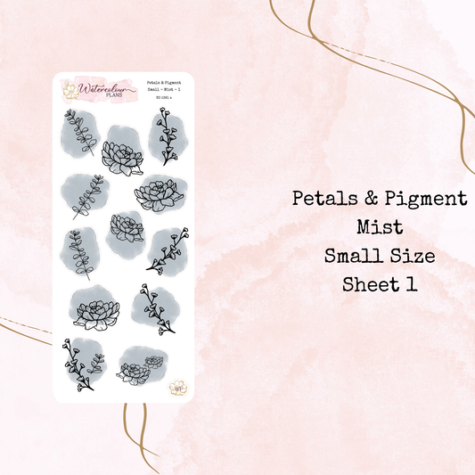 Petals & Pigment - Small Deco - Mist - Journal and Planner Stickers - Stationery - Watercolour