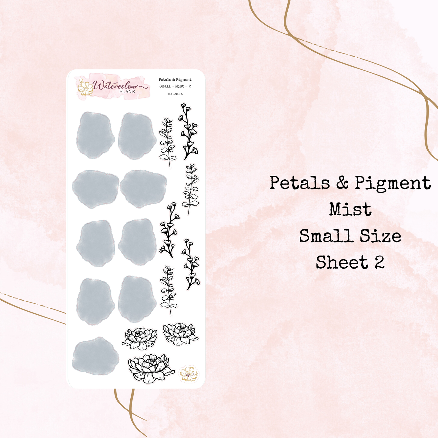 Petals & Pigment - Small Deco - Mist - Journal and Planner Stickers - Stationery - Watercolour