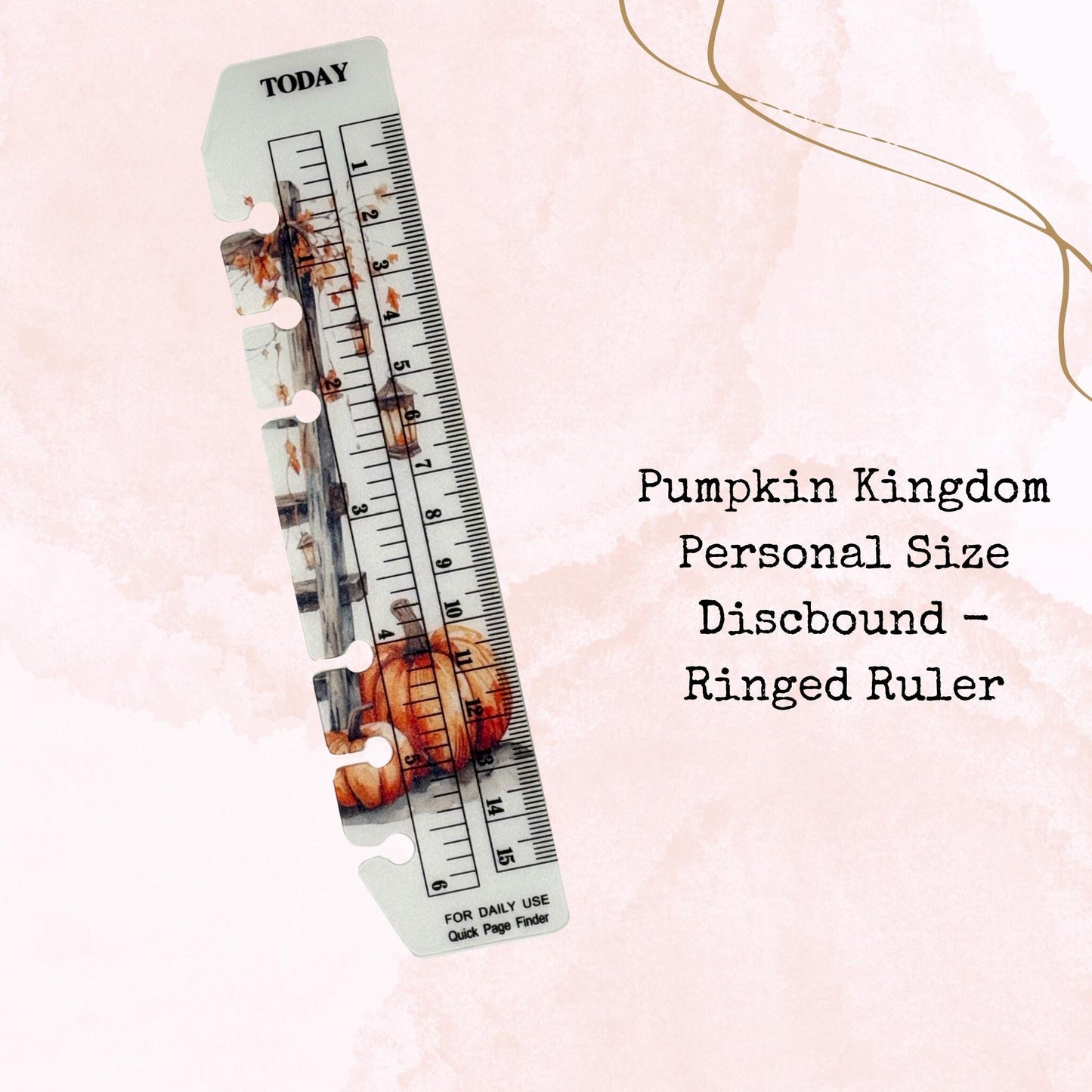 Pumpkin Kingdom - Personal Sizer - Disc-bound Ringed Ruler - Planner Supplies - Watercolour