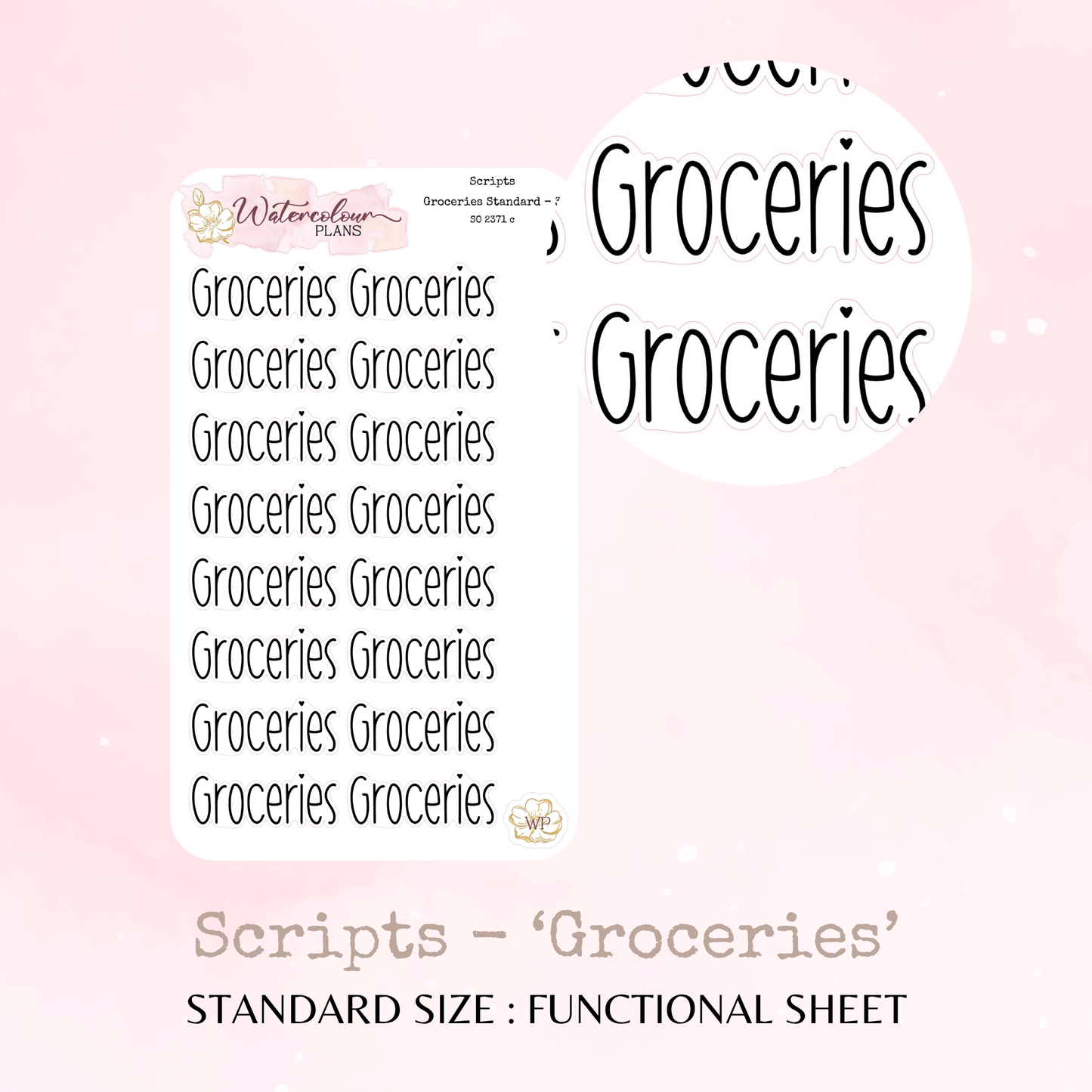 Groceries - Scripts - Four Sizes - Planner and Journal Stickers - Stationery