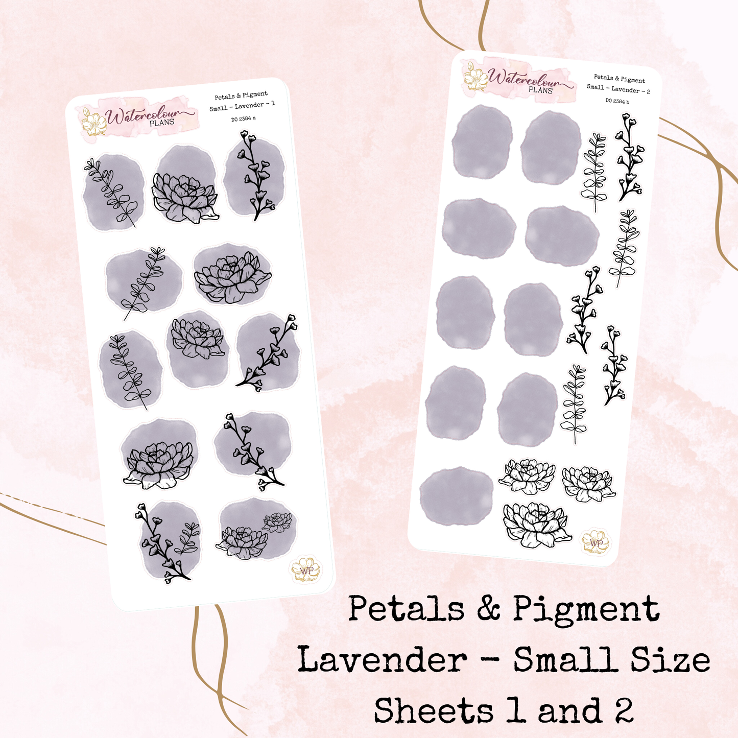 Petals & Pigment - Small Deco - Lavender - Journal and Planner Stickers - Stationery - Watercolour