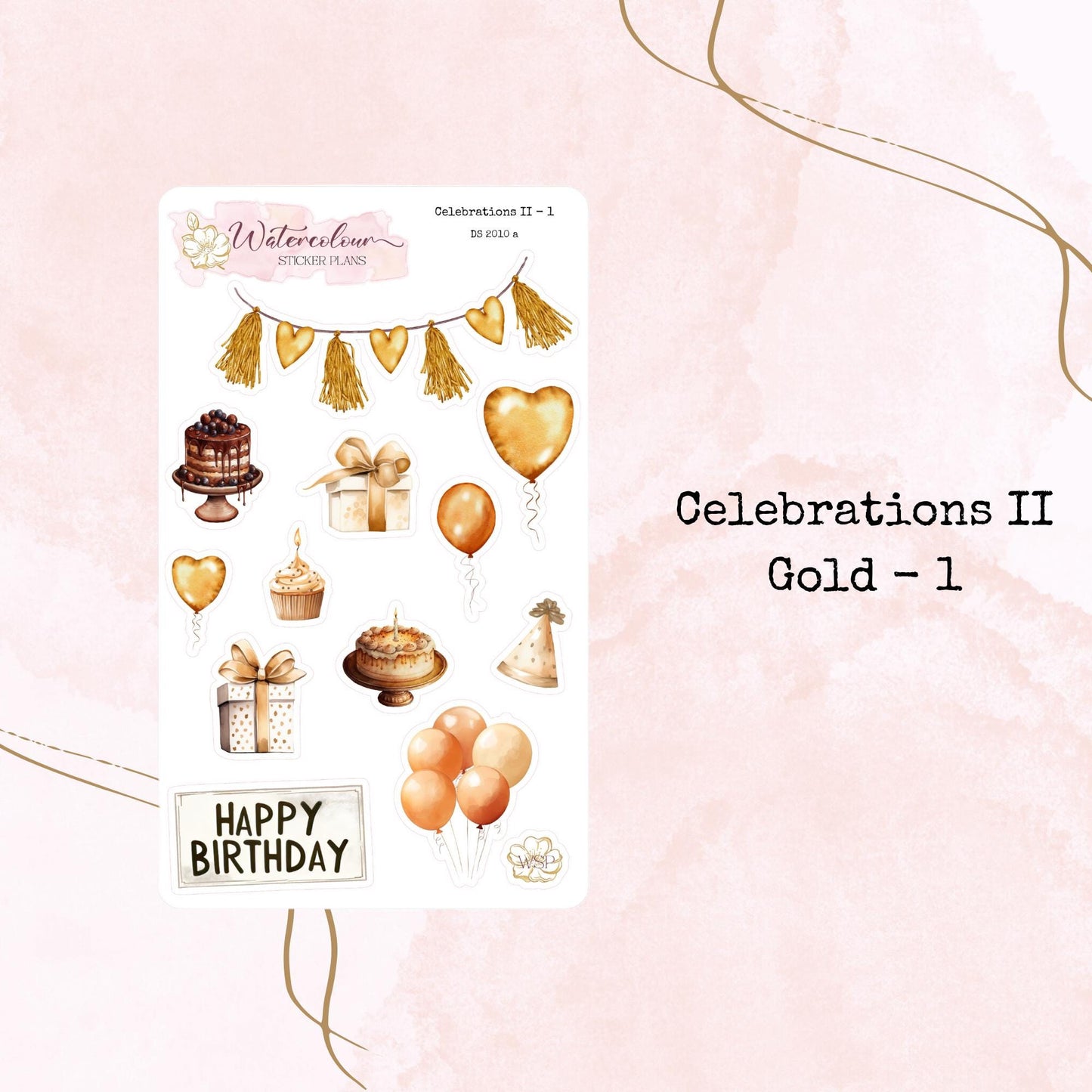 Celebrations II - Small Size - Four Colour Ways - Planner and Journal Stickers - Stationery - Watercolour