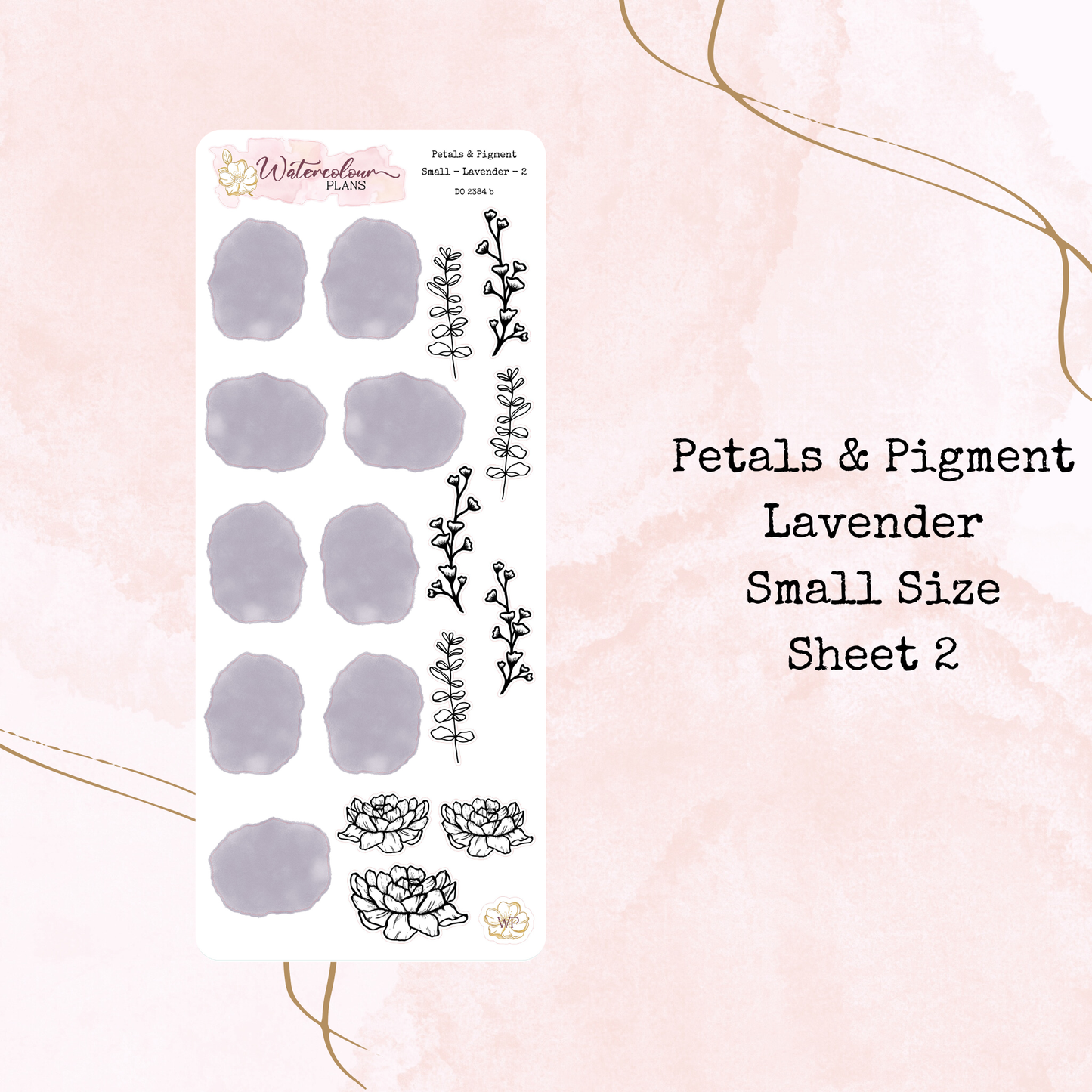 Petals & Pigment - Small Deco - Lavender - Journal and Planner Stickers - Stationery - Watercolour