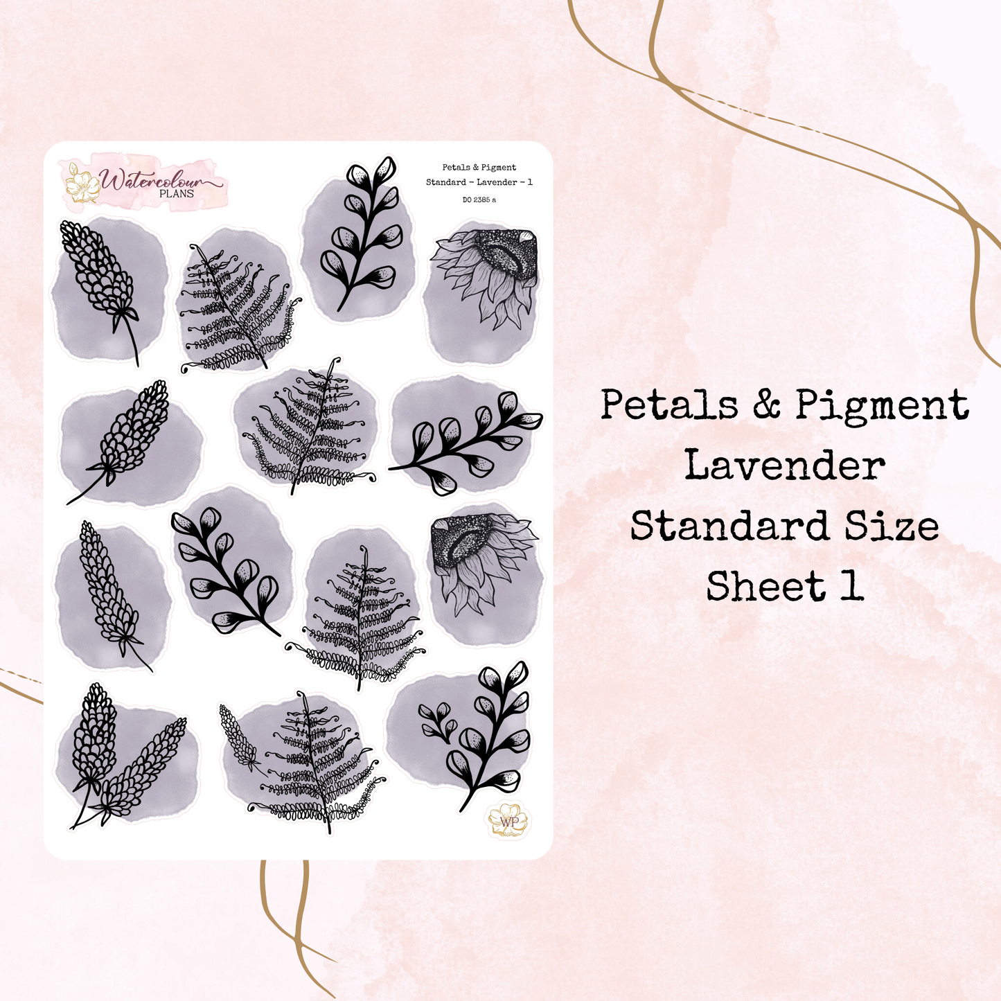Petals & Pigment - Standard Large Deco - Lavender - Journal and Planner Stickers - Stationery - Watercolour