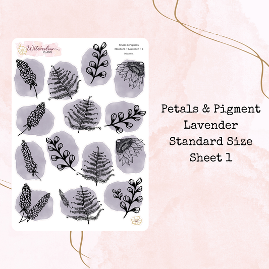 Petals & Pigment - Standard Large Deco - Lavender - Journal and Planner Stickers - Stationery - Watercolour