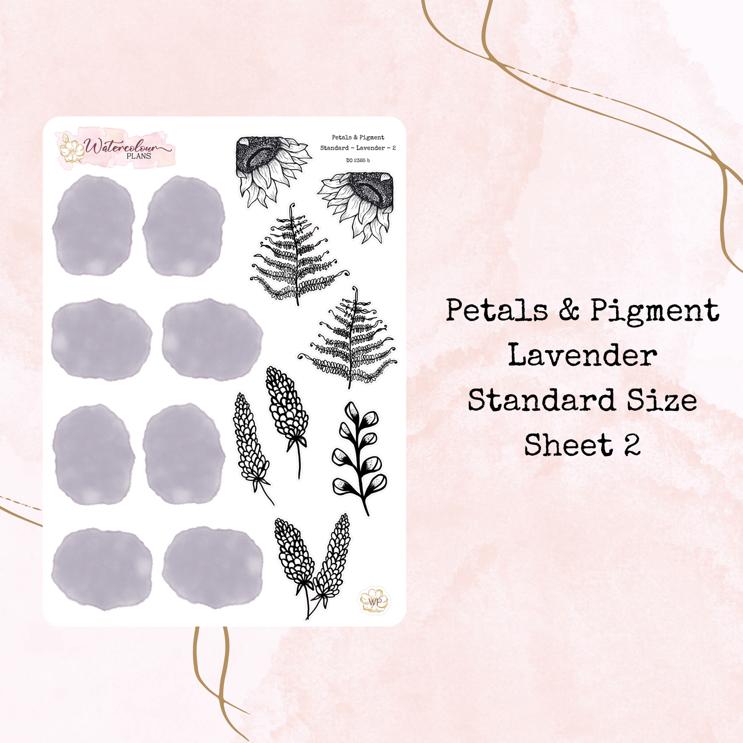 Petals & Pigment - Standard Large Deco - Lavender - Journal and Planner Stickers - Stationery - Watercolour