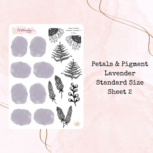 Petals & Pigment - Standard Large Deco - Lavender - Journal and Planner Stickers - Stationery - Watercolour