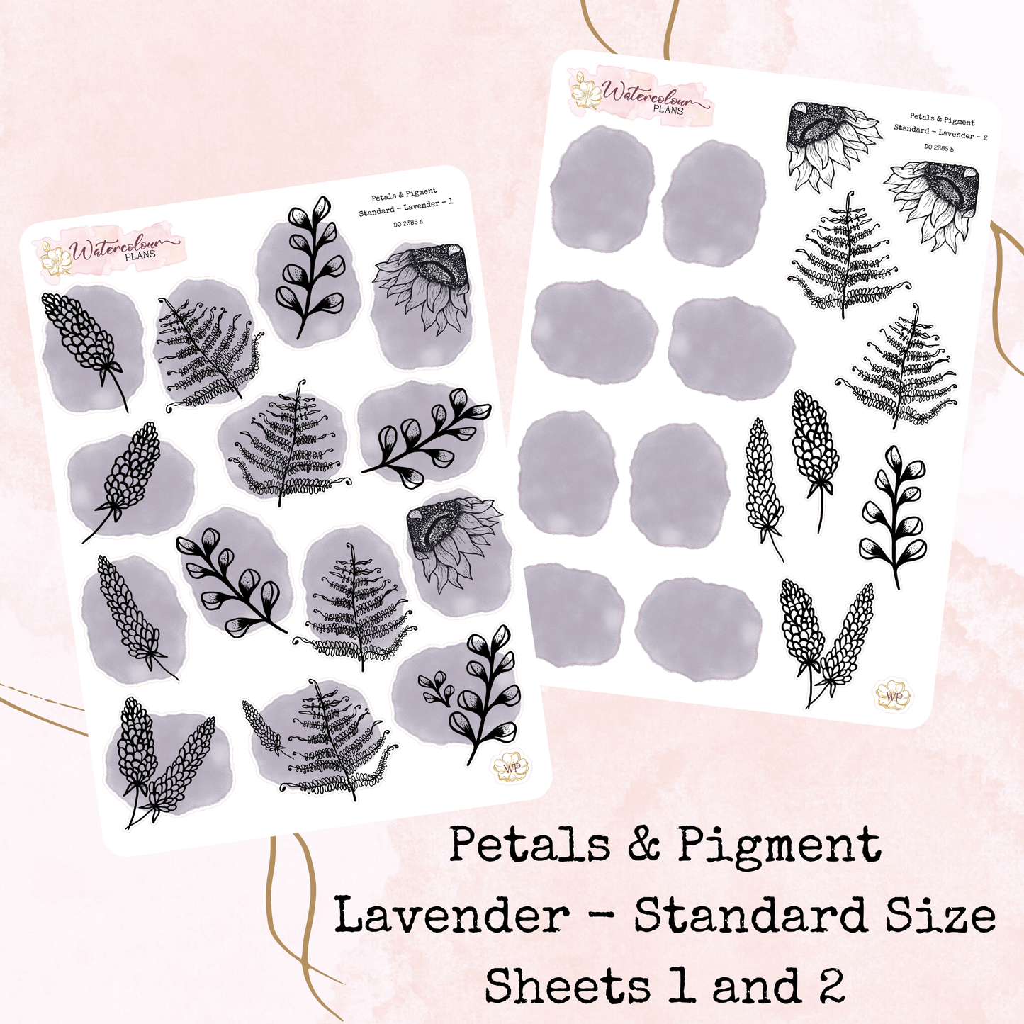 Petals & Pigment - Standard Large Deco - Lavender - Journal and Planner Stickers - Stationery - Watercolour