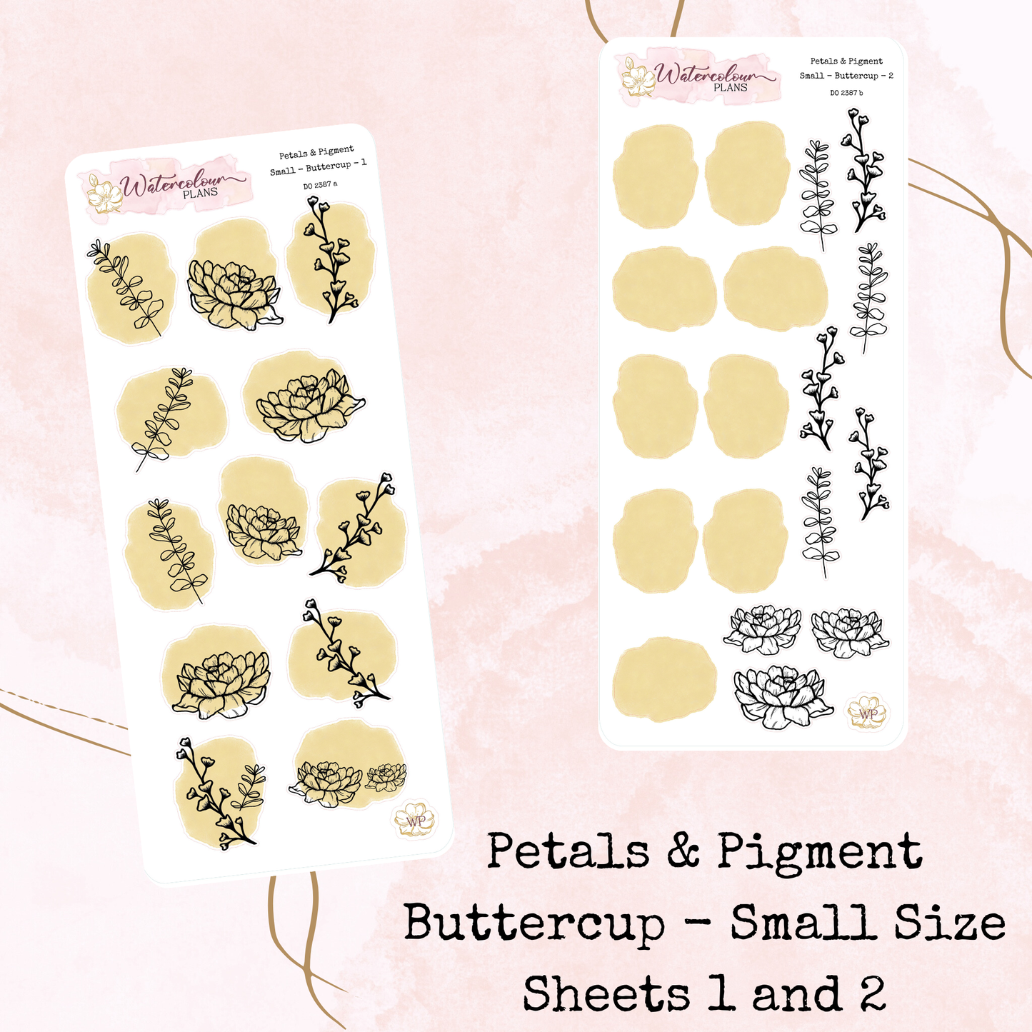 Petals & Pigment - Small Deco - Buttercup - Journal and Planner Stickers - Stationery - Watercolour