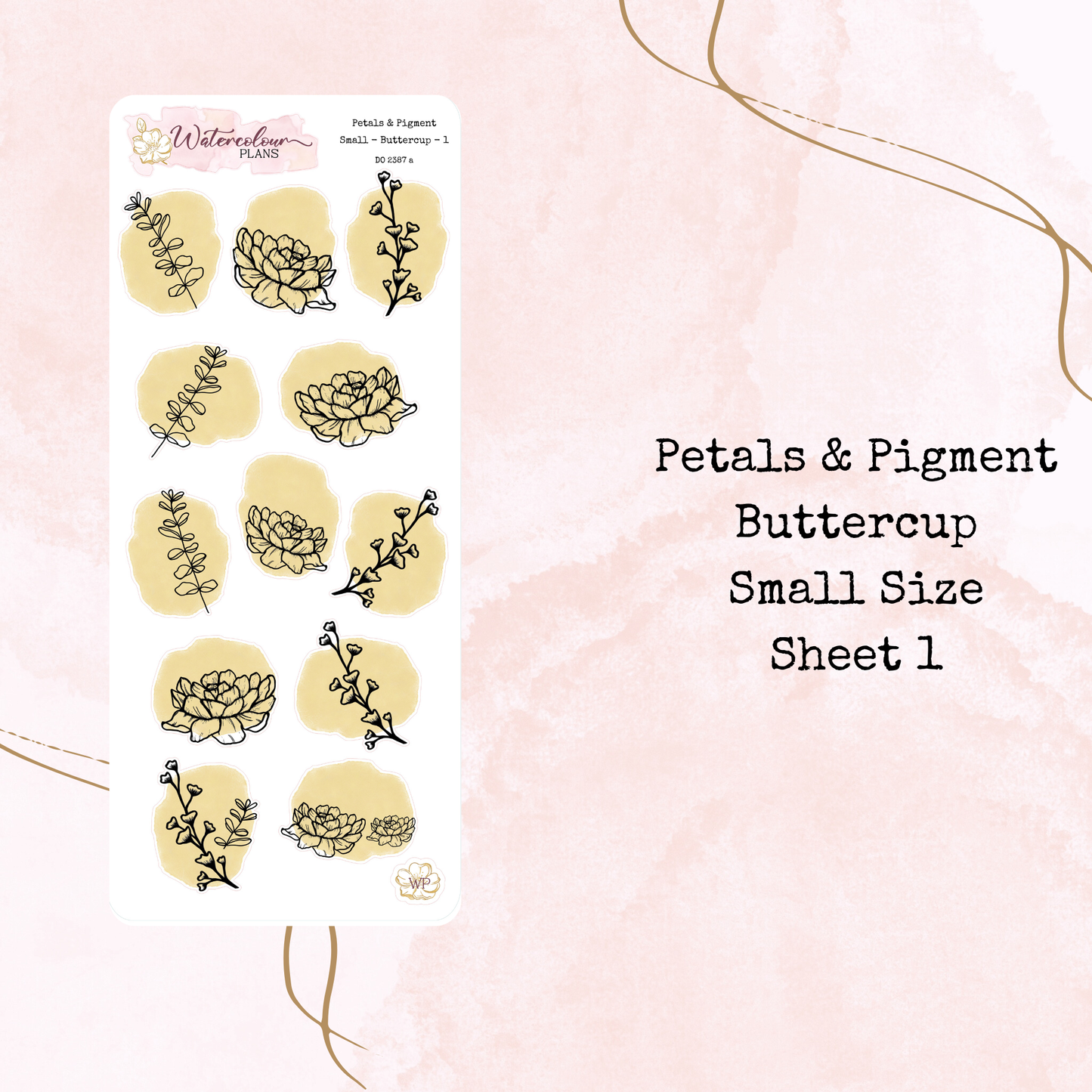 Petals & Pigment - Small Deco - Buttercup - Journal and Planner Stickers - Stationery - Watercolour