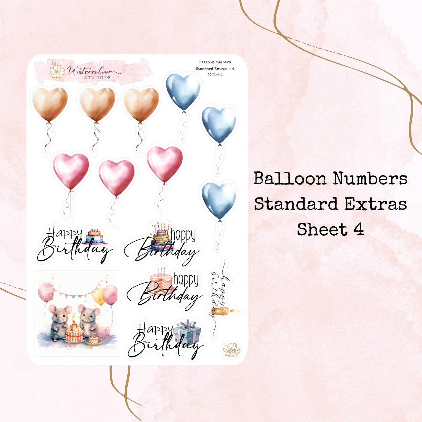 Balloon Numbers - Standard Size - Planner and Journal Stickers - Stationery - Watercolour