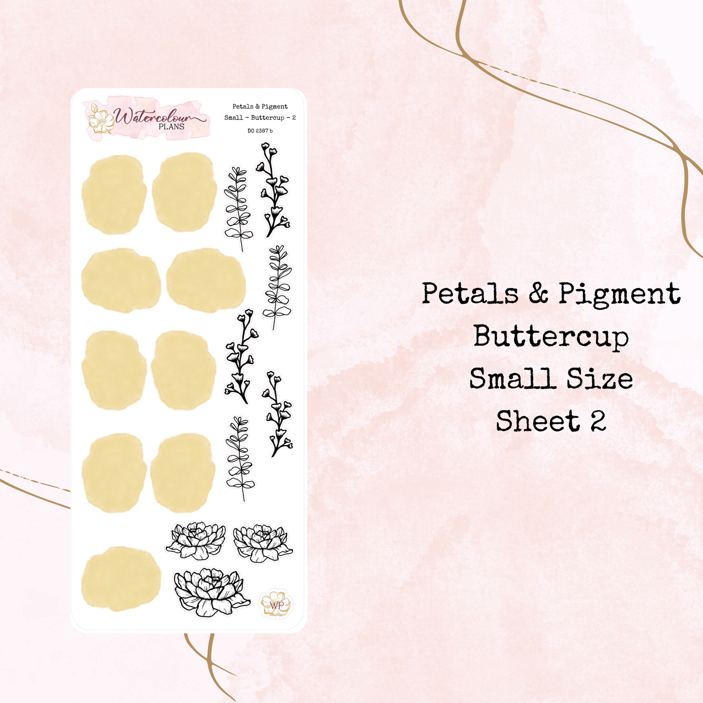 Petals & Pigment - Small Deco - Buttercup - Journal and Planner Stickers - Stationery - Watercolour