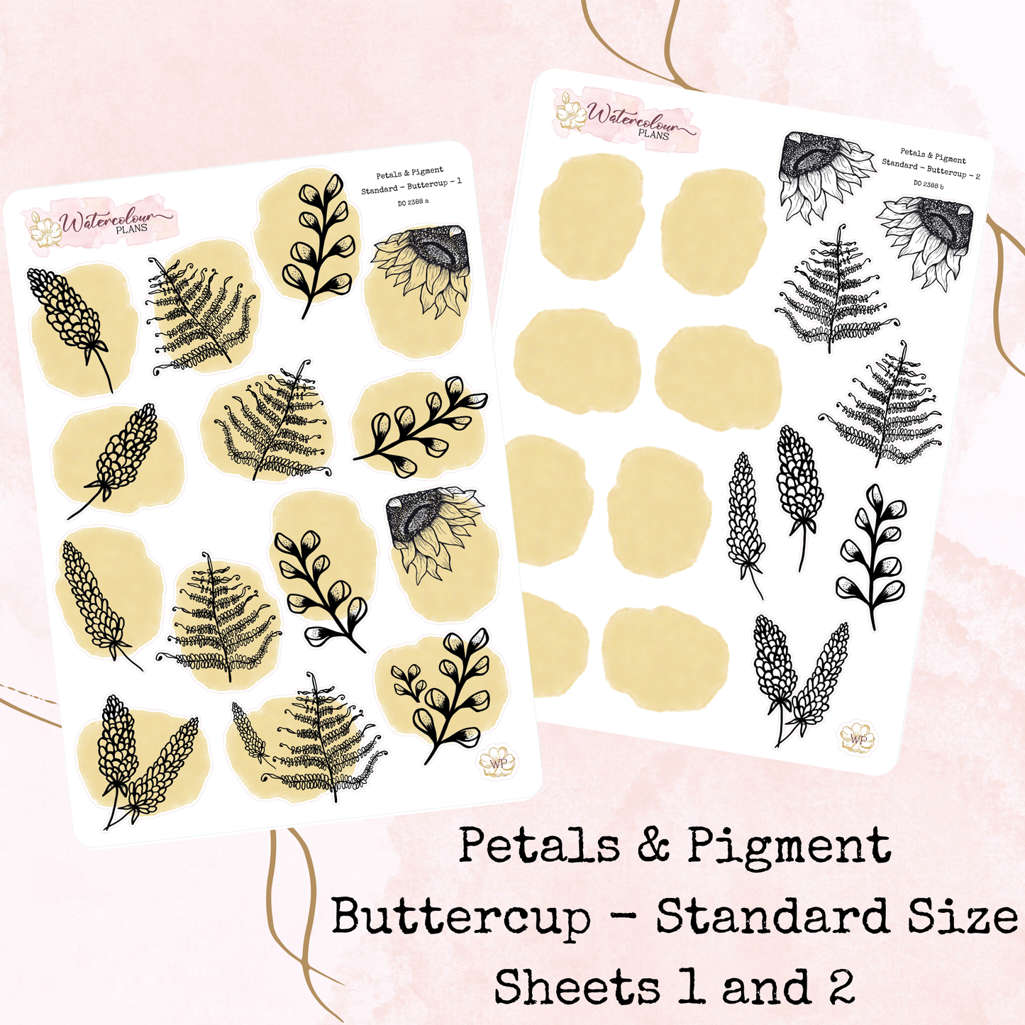 Petals & Pigment - Standard Large Deco - Buttercup - Journal and Planner Stickers - Stationery - Watercolour