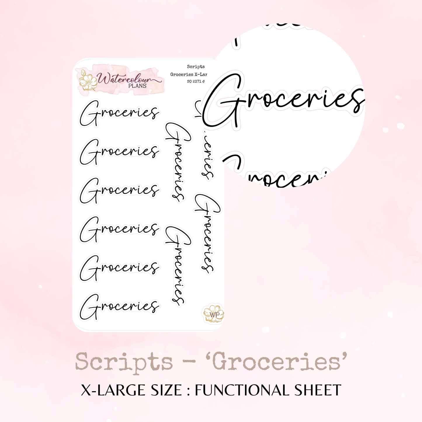 Groceries - Scripts - Four Sizes - Planner and Journal Stickers - Stationery