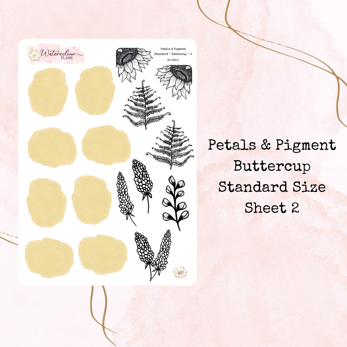 Petals & Pigment - Standard Large Deco - Buttercup - Journal and Planner Stickers - Stationery - Watercolour