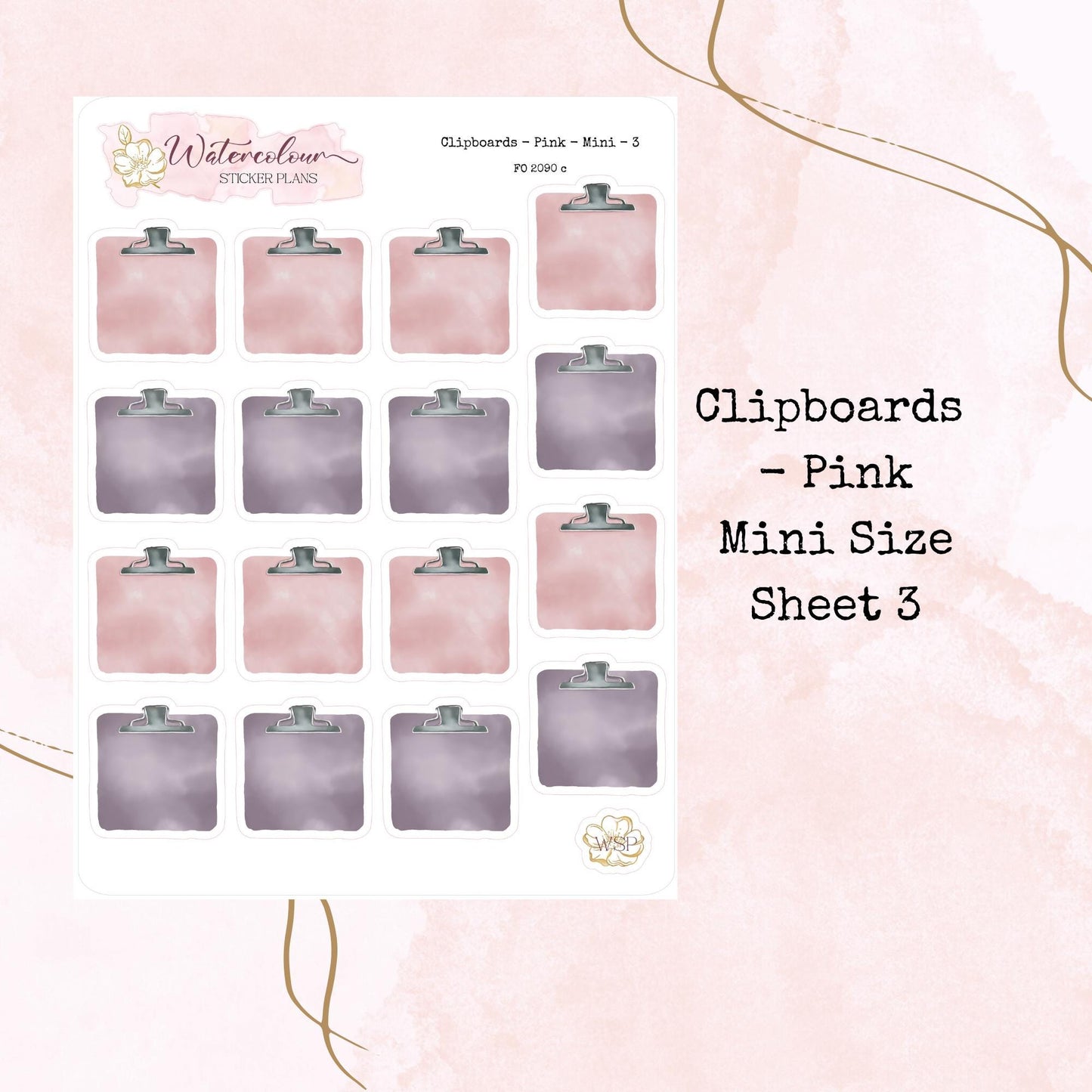 Clipboards - Mini Size - Planner and Journal Stickers - Stationery - Watercolour